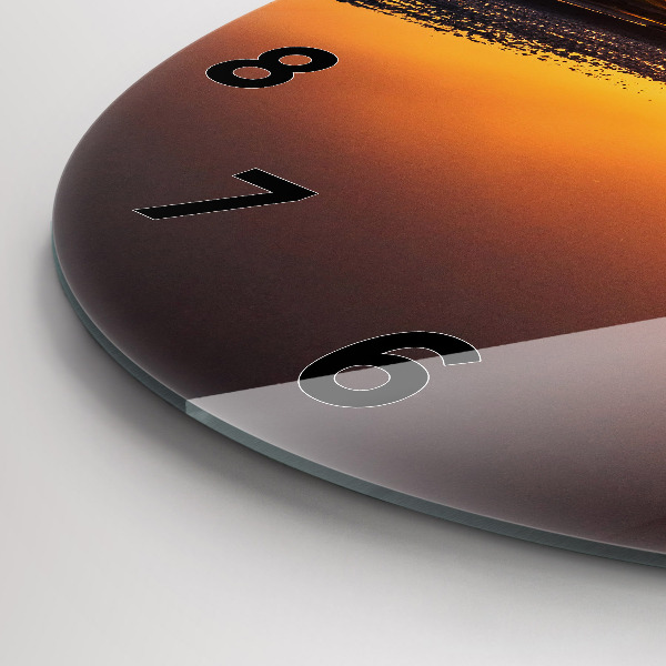 Ceas rotund de perete din sticlă Alergător și apus