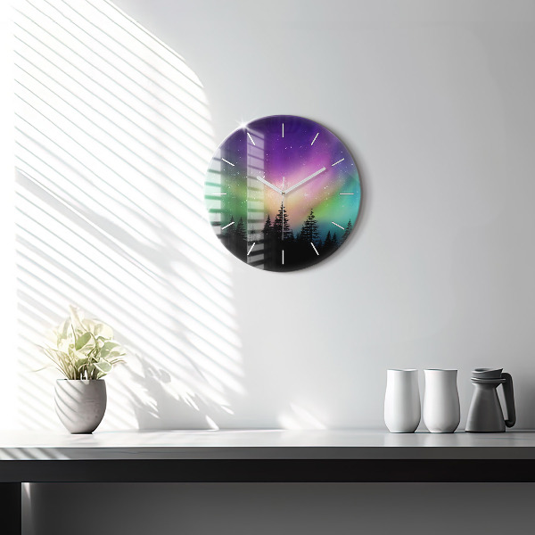 Ceas rotund de perete din sticlă aurora nordică