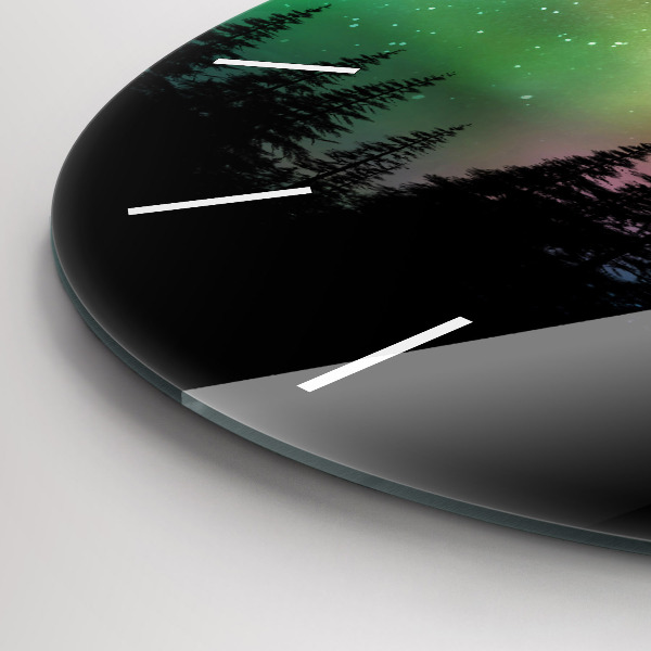 Ceas rotund de perete din sticlă aurora nordică