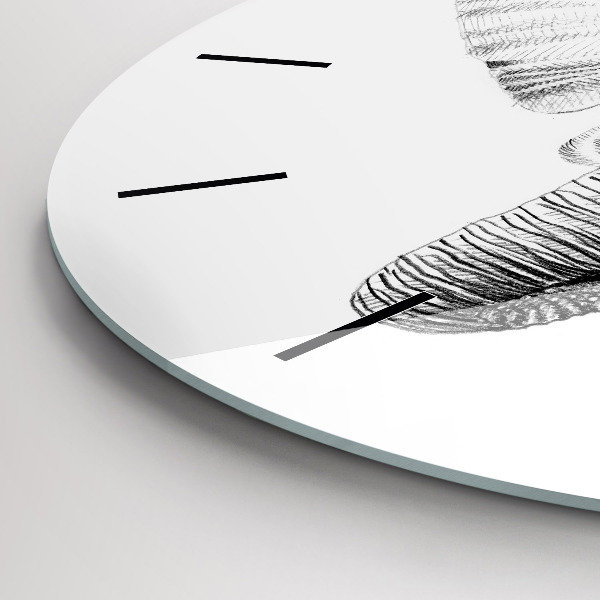 Ceas rotund de perete din sticlă Cap de elefant grafic