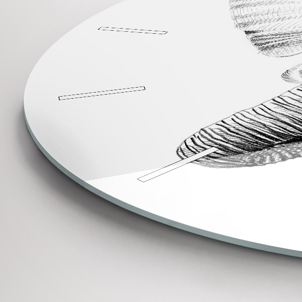 Ceas rotund de perete din sticlă Cap de elefant grafic