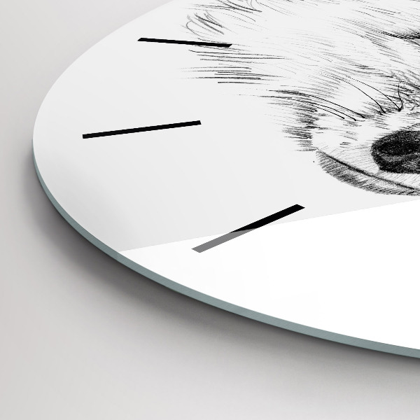 Ceas rotund de perete din sticlă Cap de vulpe grafic