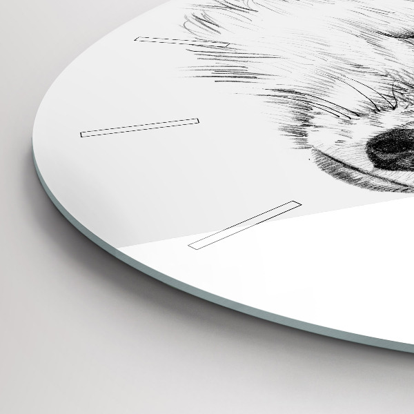 Ceas rotund de perete din sticlă Cap de vulpe grafic