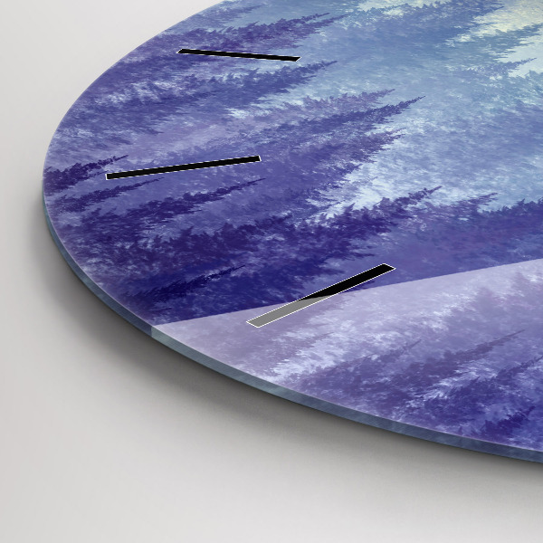 Ceas rotund de perete din sticlă Pădure în ceață