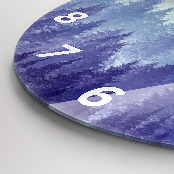 Ceas rotund de perete din sticlă Pădure în ceață