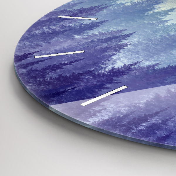 Ceas rotund de perete din sticlă Pădure în ceață