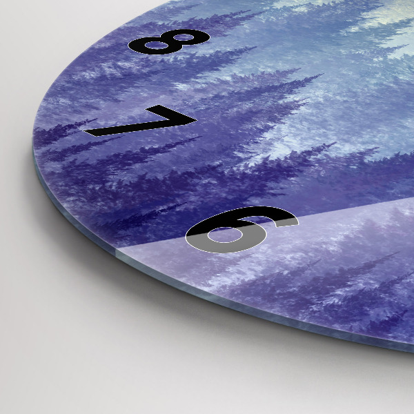 Ceas rotund de perete din sticlă Pădure în ceață