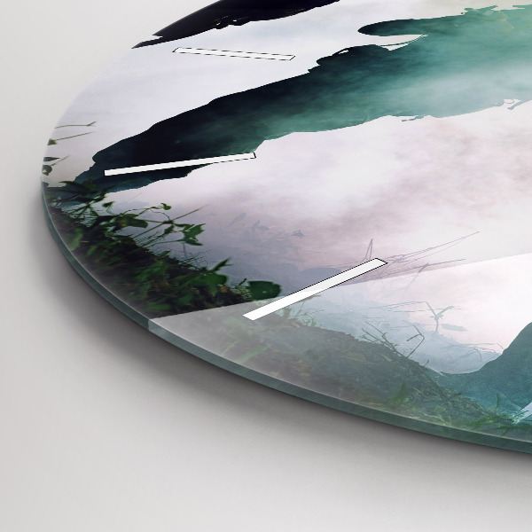 Ceas rotund de perete din sticlă Soldații armatei în pădure