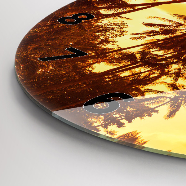 Ceas rotund de perete din sticlă Palmieri insoriti