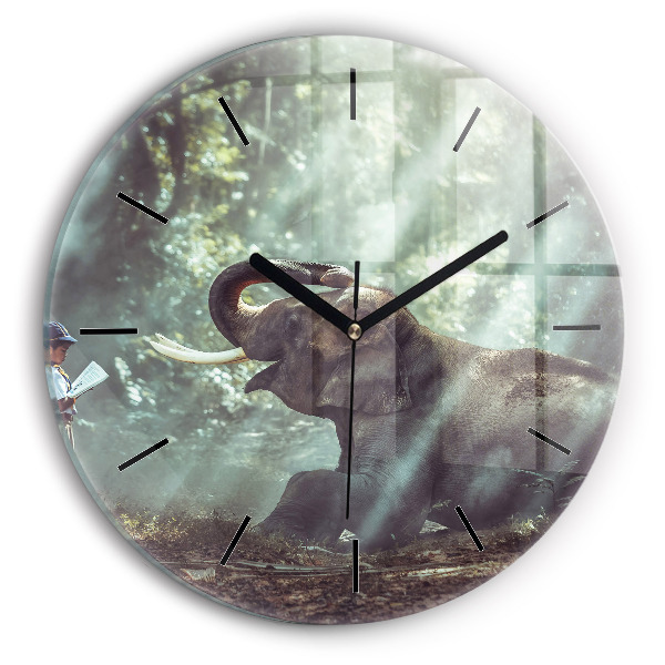 Ceas rotund de perete din sticlă Un băiat citește o carte