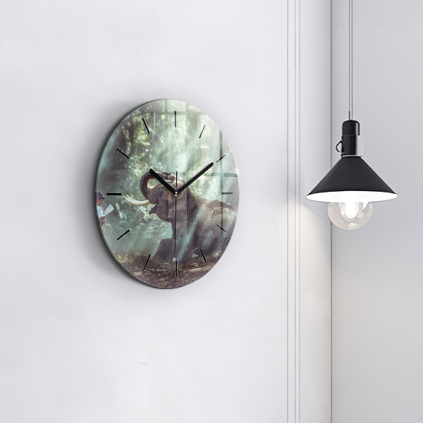 Ceas rotund de perete din sticlă Un băiat citește o carte