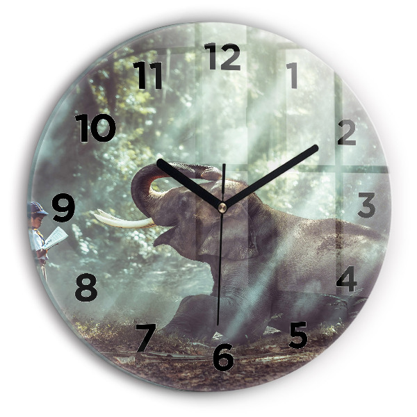 Ceas rotund de perete din sticlă Un băiat citește o carte