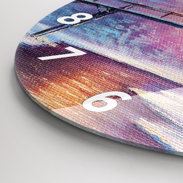 Ceas rotund de perete din sticlă Pom de Crăciun și pod