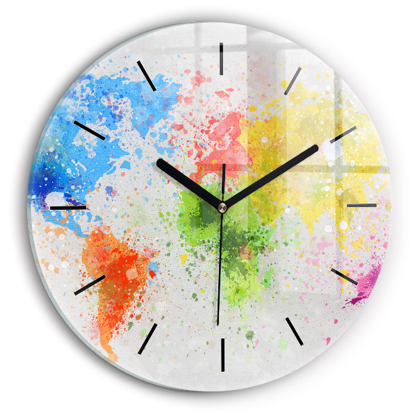 Ceas rotund de perete din sticlă Harta lumii pe hârtie