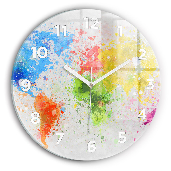 Ceas rotund de perete din sticlă Harta lumii pe hârtie