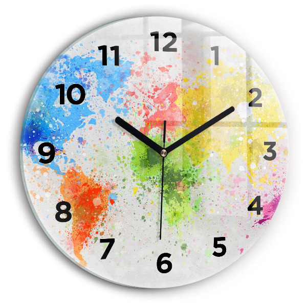 Ceas rotund de perete din sticlă Harta lumii pe hârtie