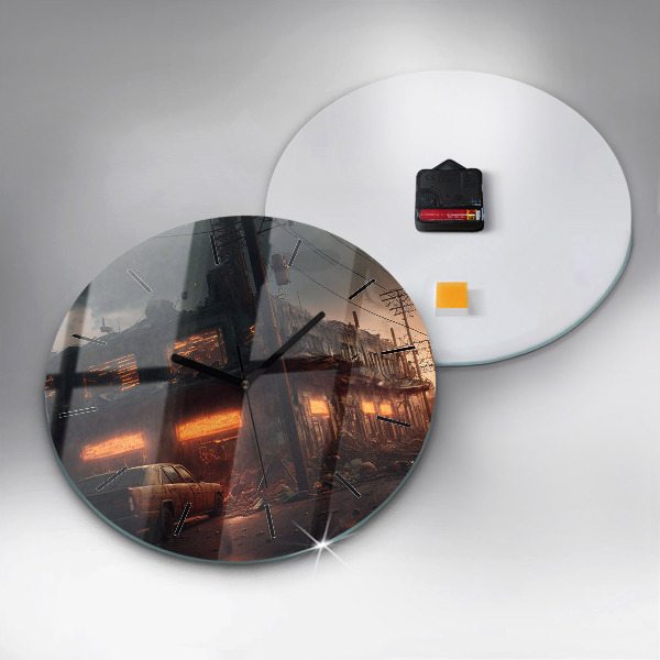 Ceas rotund de perete din sticlă Clădire apocaliptică