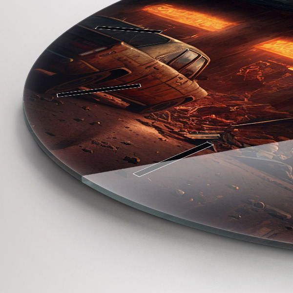 Ceas rotund de perete din sticlă Clădire apocaliptică