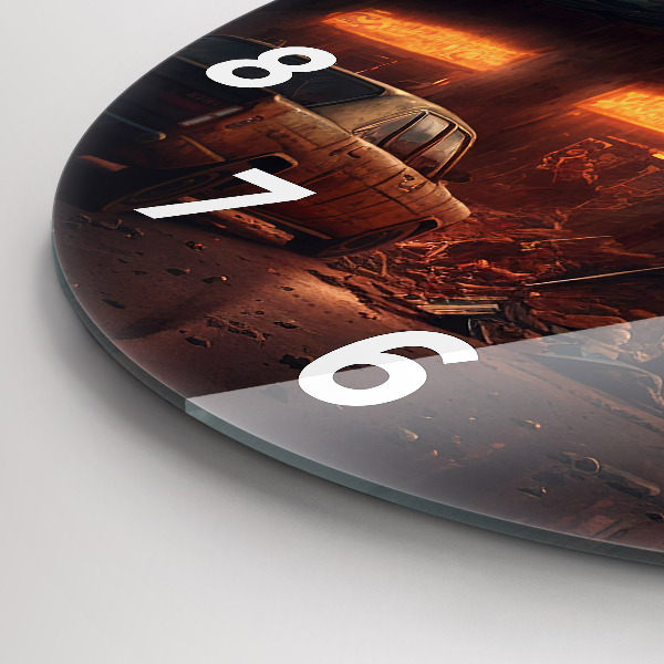 Ceas rotund de perete din sticlă Clădire apocaliptică