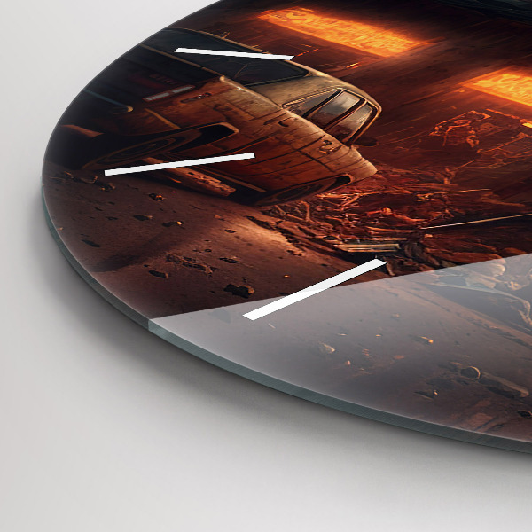 Ceas rotund de perete din sticlă Clădire apocaliptică