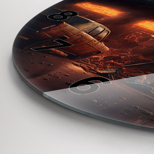 Ceas rotund de perete din sticlă Clădire apocaliptică