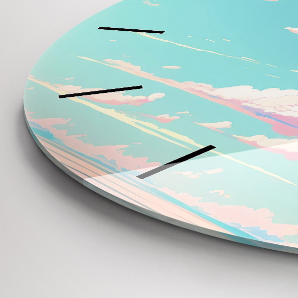 Ceas rotund de perete din sticlă Culoarea pastelată a cerului