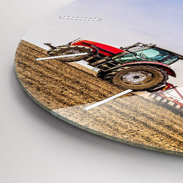 Ceas rotund de perete din sticlă Fermier într-un tractor