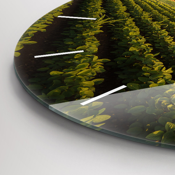 Ceas rotund de perete din sticlă Tractor într-un câmp agricol