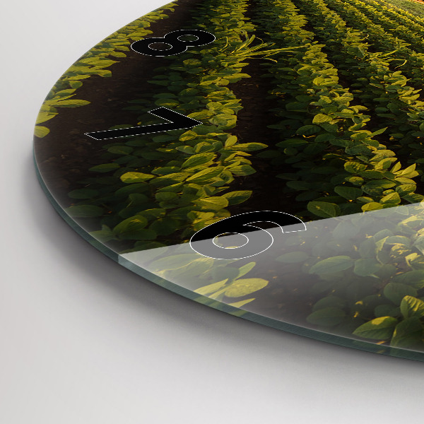 Ceas rotund de perete din sticlă Tractor într-un câmp agricol