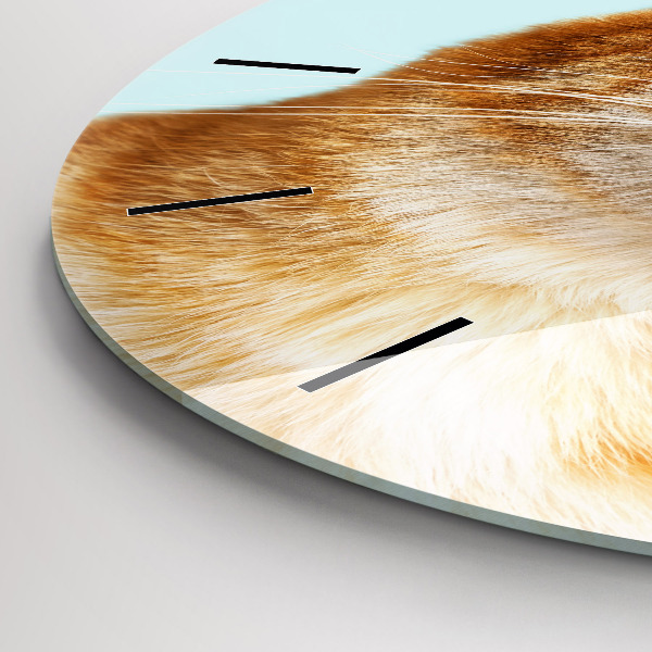 Ceas rotund de perete din sticlă Pisică amuzantă cu ochelari