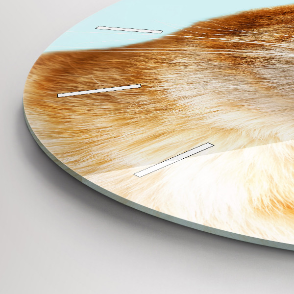 Ceas rotund de perete din sticlă Pisică amuzantă cu ochelari