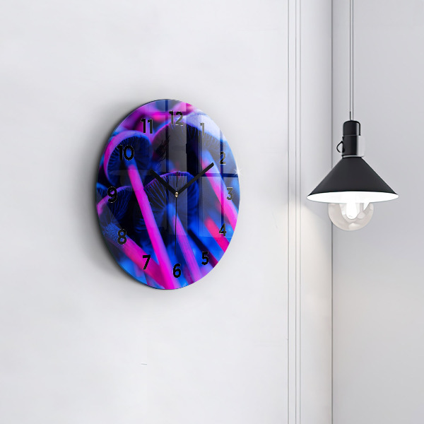 Ceas rotund de perete din sticlă Ciuperci magice colorate