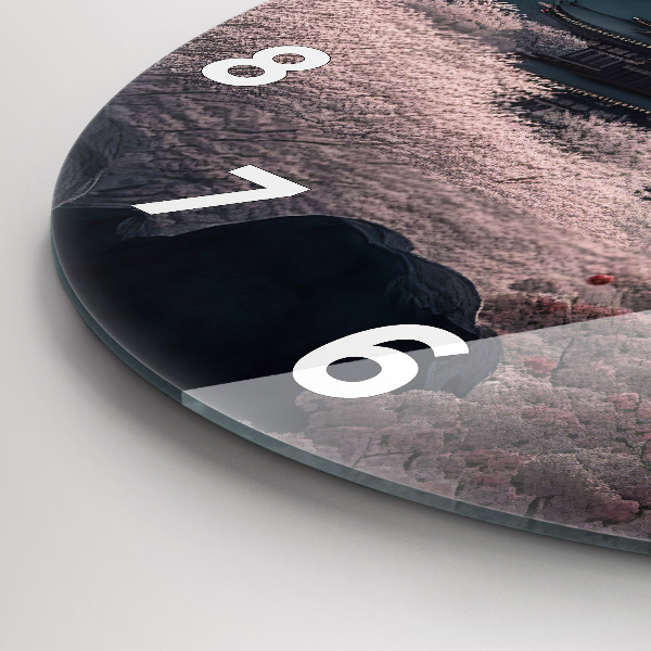 Ceas rotund de perete din sticlă Turn și flori în Asia