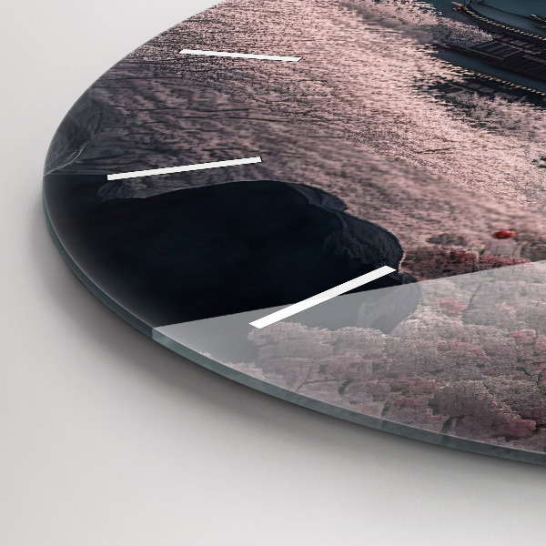 Ceas rotund de perete din sticlă Turn și flori în Asia