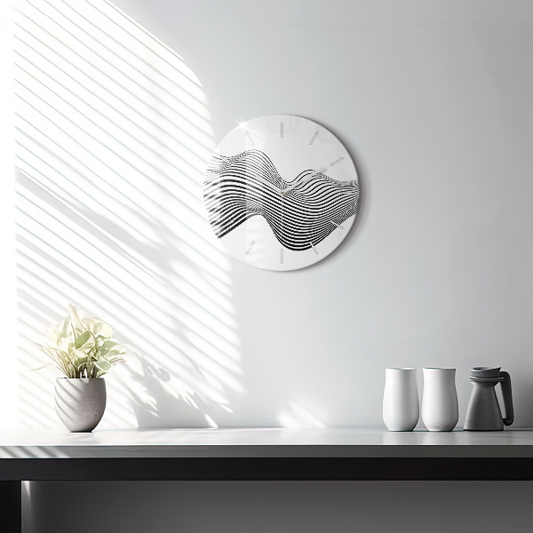 Ceas rotund de perete din sticlă Arta alb-negru