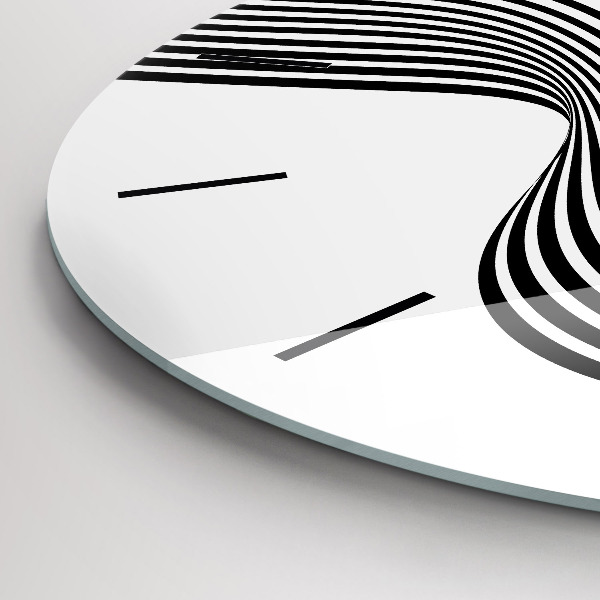 Ceas rotund de perete din sticlă Arta alb-negru