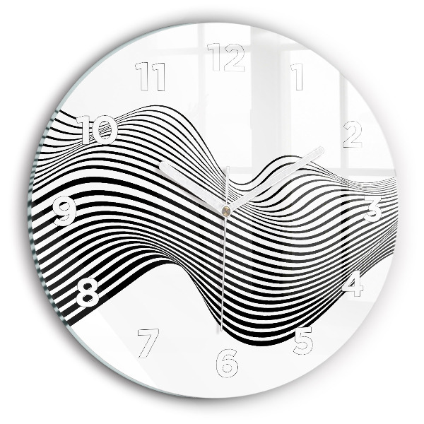 Ceas rotund de perete din sticlă Arta alb-negru