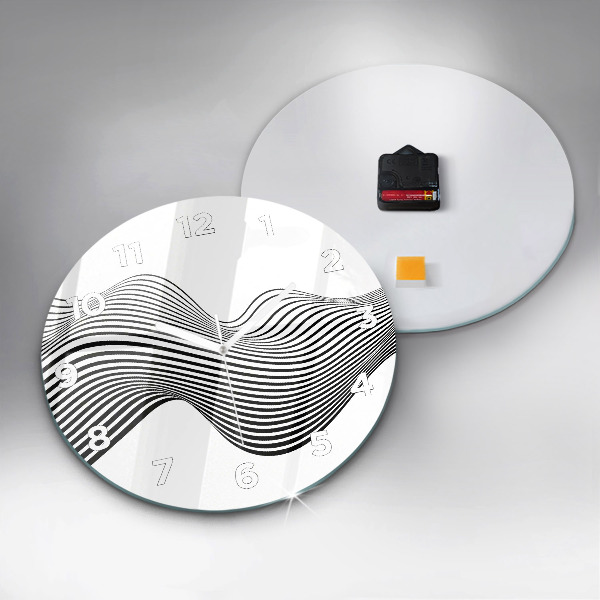 Ceas rotund de perete din sticlă Arta alb-negru