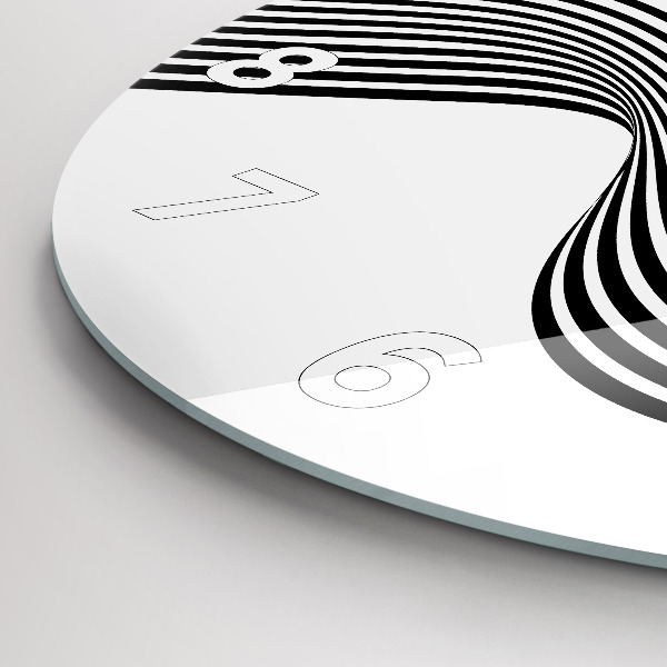 Ceas rotund de perete din sticlă Arta alb-negru