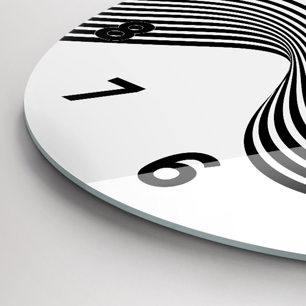 Ceas rotund de perete din sticlă Arta alb-negru