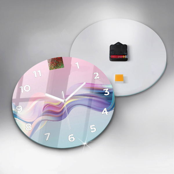 Ceas rotund de perete din sticlă Abstracția valului pastel