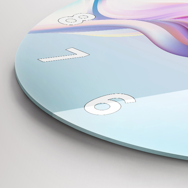 Ceas rotund de perete din sticlă Abstracția valului pastel