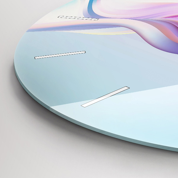 Ceas rotund de perete din sticlă Abstracția valului pastel