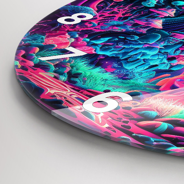 Ceas rotund de perete din sticlă Ciuperci neon