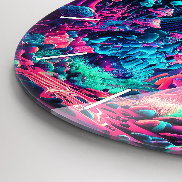 Ceas rotund de perete din sticlă Ciuperci neon