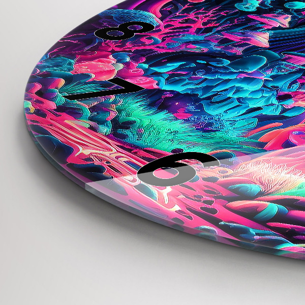 Ceas rotund de perete din sticlă Ciuperci neon