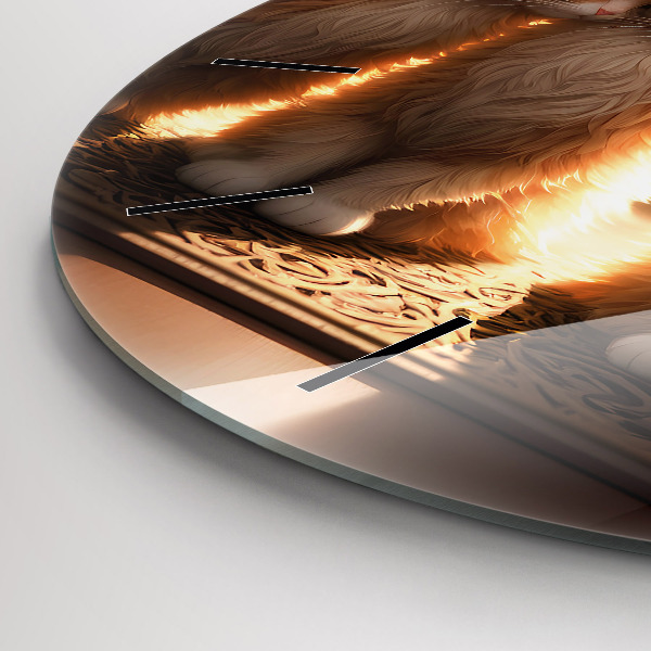 Ceas rotund de perete din sticlă Patru pisoi la soare