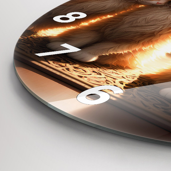 Ceas rotund de perete din sticlă Patru pisoi la soare