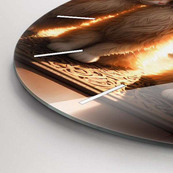 Ceas rotund de perete din sticlă Patru pisoi la soare