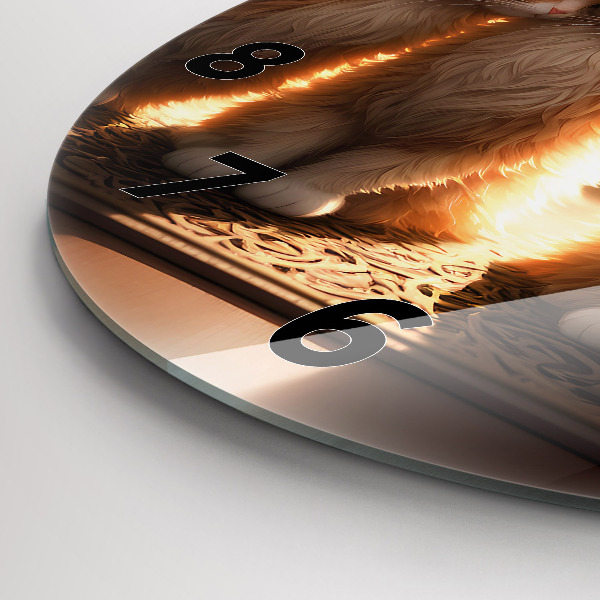 Ceas rotund de perete din sticlă Patru pisoi la soare